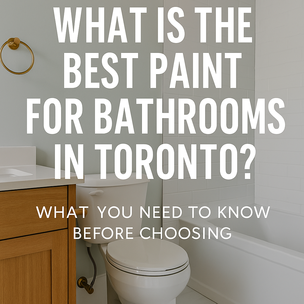 A modern bathroom in Toronto featuring mildew-resistant paint on the walls, light grey tones, white subway tiles, and a clean wood vanity—highlighting the importance of choosing the right bathroom paint.